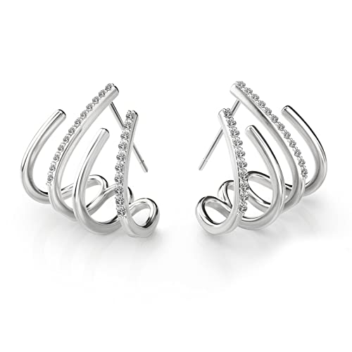 Emibele Klaue Ohrstecker, Funkelnde Zirkonia Ohrringe mit 925 Silber Nadel, Kreative Krallenförmige Ohrstecker für Mädchen Frauen Damen, Piercing Ohrringe, Ohrschmuck Modeschmuck Geschenk, Silber von Emibele