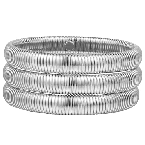 Emibele Silber-Armband-Set 3 Stück, Stapelbares Rostfreier Stahl Stretch-Armband Elastisches Schlangenketten-Armband, Einfaches Modisches Stapelarmband für Frauen Teenager Emibele Silber-Armband-Set 3 Stück, Stapelbares Rostfreier Stahl Stretch-Armband Elastisches Schlangenketten-Armband, Einfaches Modisches Stapelarmband für Frauen Teenager von Emibele