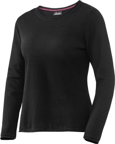 Emilia Parker Damen Kaschmir-Seide Rundhalspullover in Schwarz, weicher Strickpullover für Frauen, Ganzjahres-Pullover, Schwarz, Gr. 38 von Emilia Parker