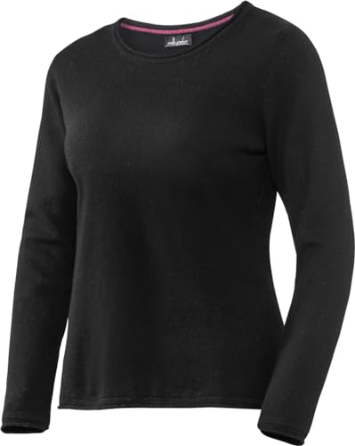 Emilia Parker Damen Kaschmir-Seide Rundhalspullover in Schwarz, weicher Strickpullover für Frauen, Ganzjahres-Pullover, Schwarz, Gr. 48 von Emilia Parker