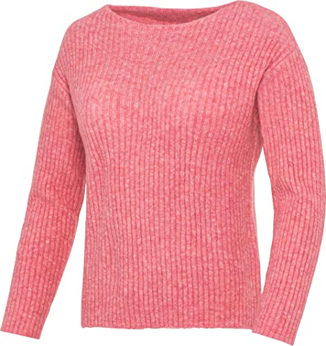 Emilia Parker Damen Rippenstrick-Pullover, Strickpulli mit feiner Baumwolle, mit U-Boot-Ausschnitt & Rippenstrick, für sportlich-Elegante Looks in Beruf & Freizeit, Rosa, Gr. 46 von Emilia Parker