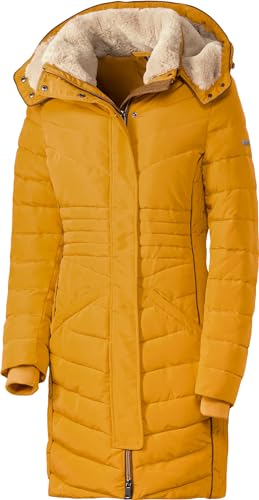 Emilia Parker Damen Wintermantel, komplett warm wattierter Damen Parka, Winterjacke lang & tailliert, mit Teddyfutter, Gelb, Gr. 38 von Emilia Parker