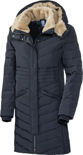 Emilia Parker Damen Wintermantel, komplett warm wattierter Damen Parka, Winterjacke lang & tailliert, mit Teddyfutter, Marine, Gr. 42 von Emilia Parker