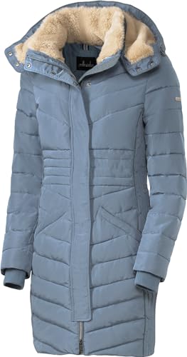 Emilia Parker Damen Wintermantel, komplett warm wattierter Damen Parka, Winterjacke lang & tailliert, mit Teddyfutter, Mittelblau, Gr. 40 von Emilia Parker