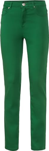 Emilia Parker Jeans Damen, Mid Waist Stretch Jeans Regular Fit, Damen Jeans Superstretch in 5 Pocket-Style, Gerader Beinverlauf, Grün, Gr. 22 von Emilia Parker