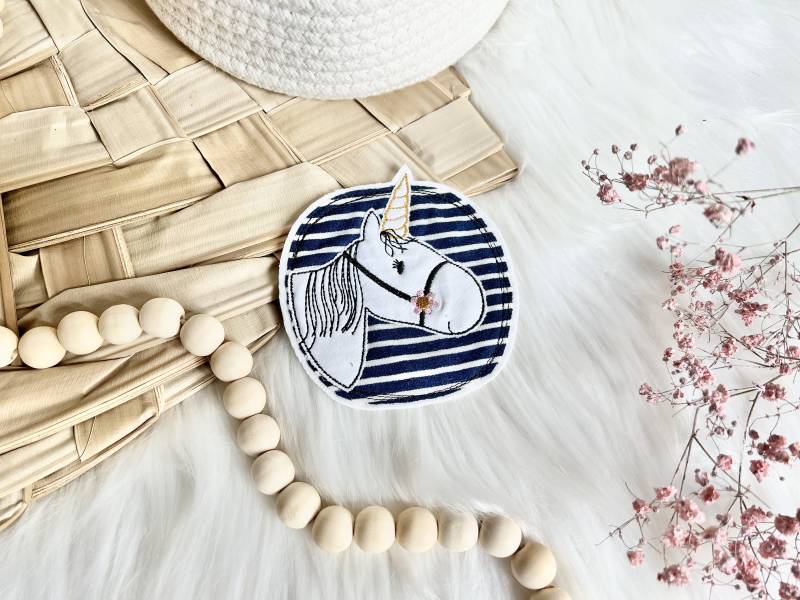 Einhorn Button Dunkelblau Applikation Aufnäher von ETeast2011