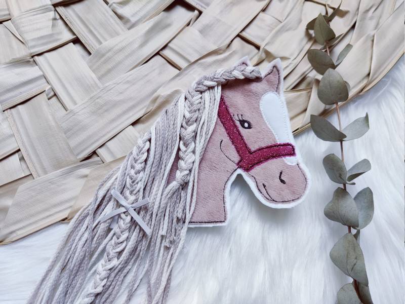 xl Pony Pferd Applikation Hellbraun Mit Schleife 3D Haare Button Für Schultüte Aufnäher Glitzer Pink von ETeast2011