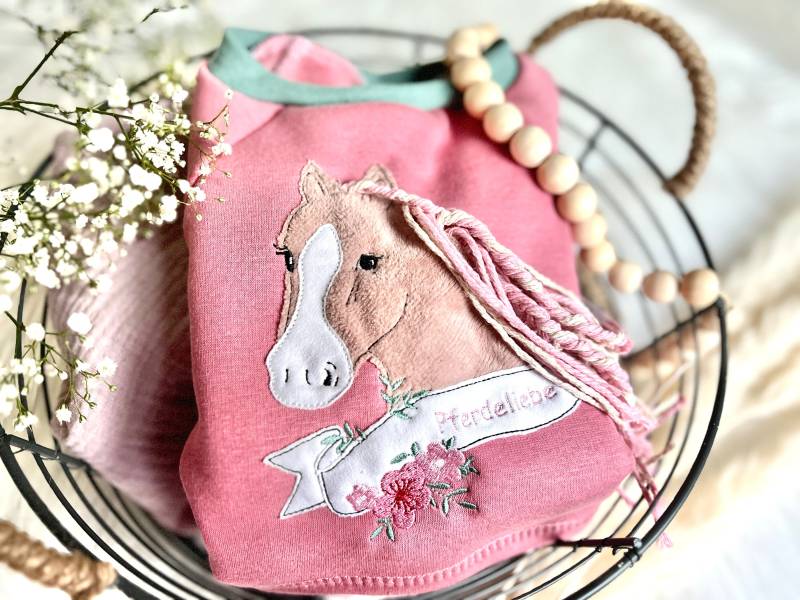 Altrosa Herbst Pferd 3D Haare Pferdeliebe Mädchen Warmer Pullover Kuschelig Winter Pulli Waldorf von EmiliasTraumwerkstat