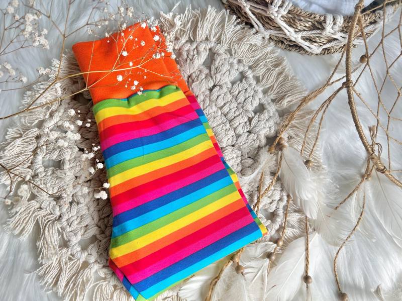 Blockstreifen Legging Gr. 62-140 Lila Bunter Regenbogen von EmiliasTraumwerkstat