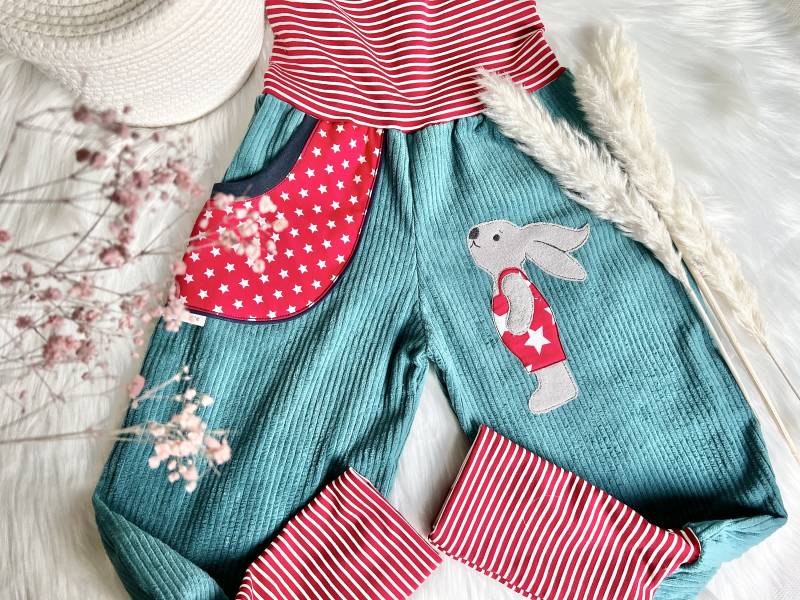 Cordhose Petrol Breitcord Hase Paul Pumphose von EmiliasTraumwerkstat