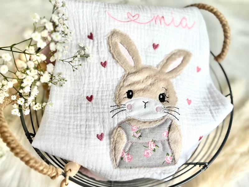 Hase Leni Weiße Musselin Tunika Einschulung Schule Schultüte Outfit Langarm von EmiliasTraumwerkstat