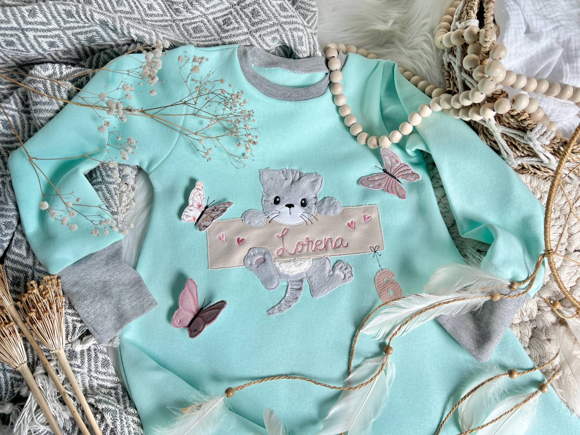 Katzen Kleid Mintfarben Zum Geburtstag von EmiliasTraumwerkstat