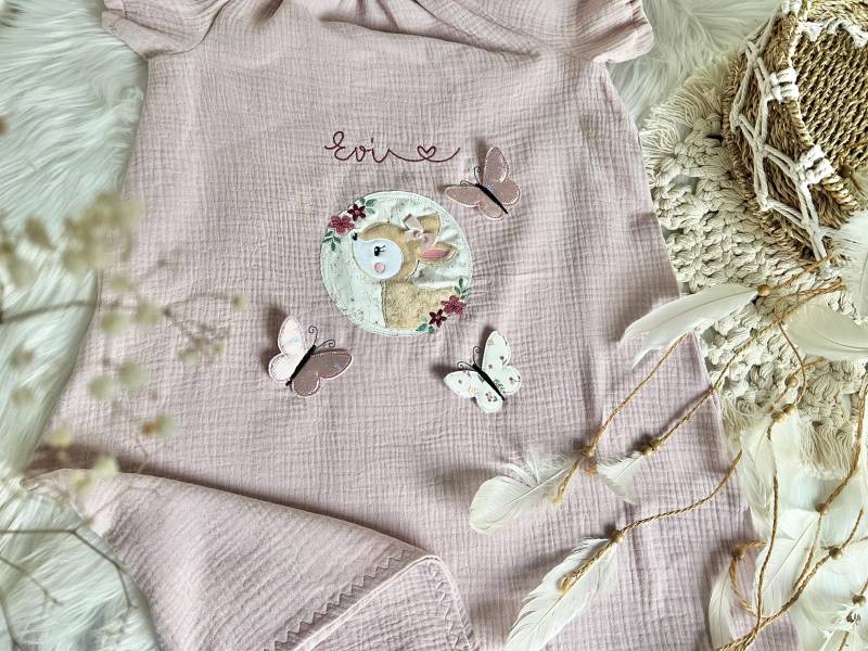 Musselin Rehkitz Schmetterling Kleid Zur Einschulung Geburtstag von EmiliasTraumwerkstat