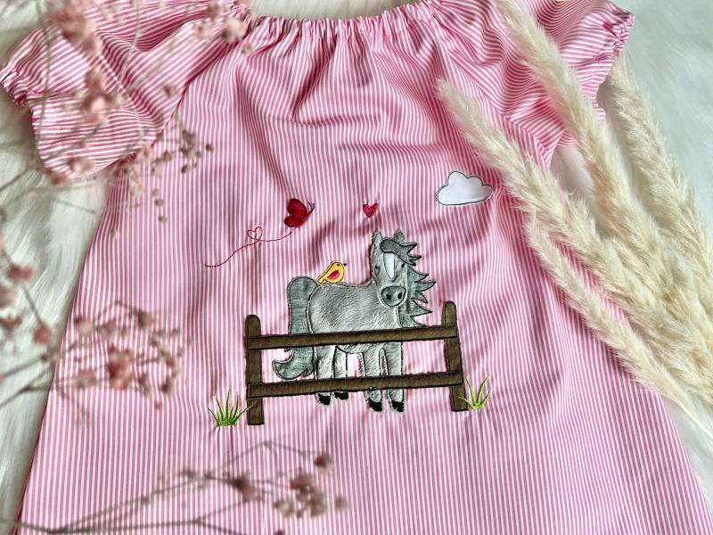 Pferd Pony Molly Grau Geburtstag Tunika Rosa Pferdeliebe Gr. 68 - 140 Einschulung von EmiliasTraumwerkstat