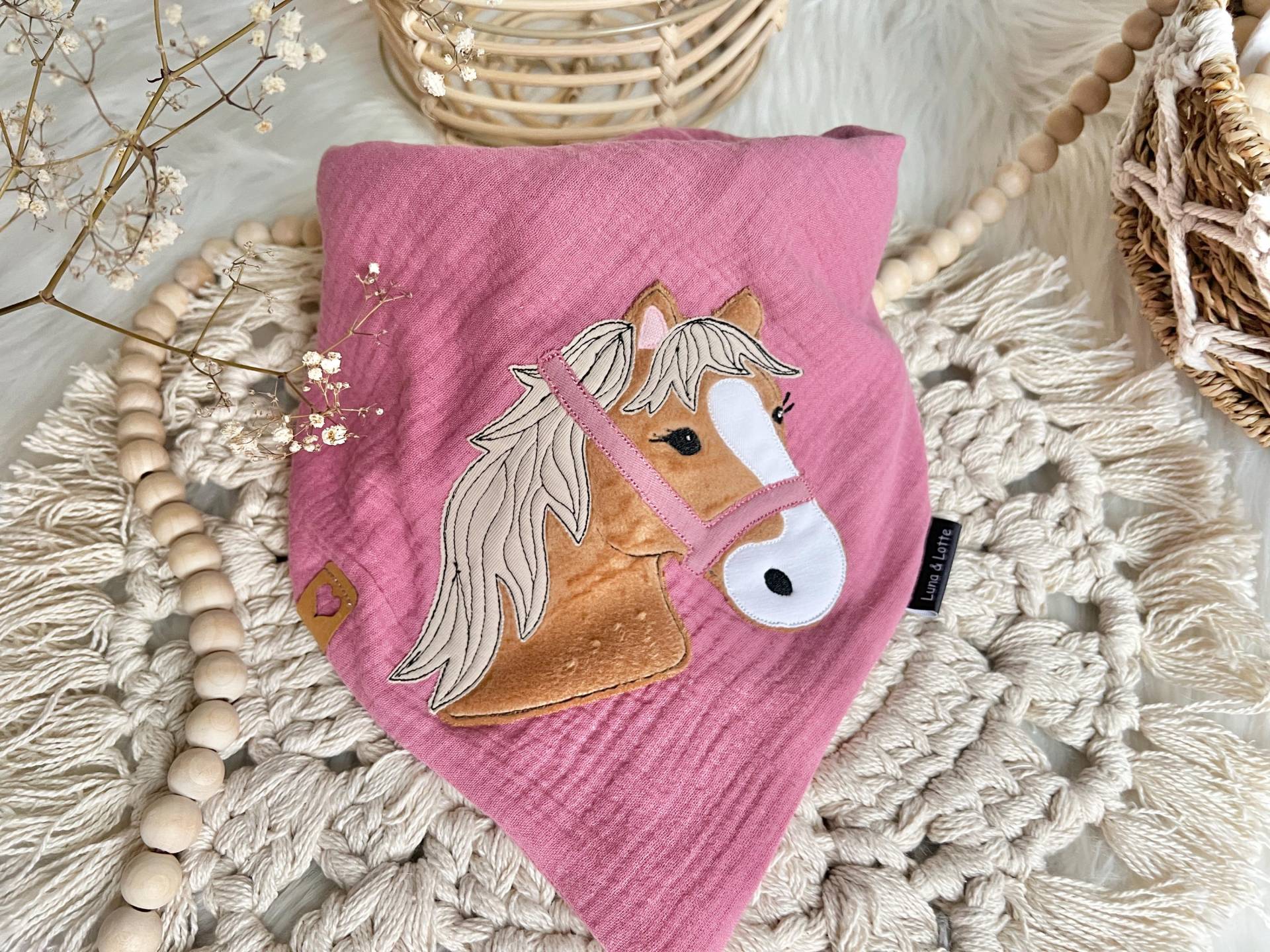 Pferde Musselintuch Pony Halstuch Altrosa von EmiliasTraumwerkstat