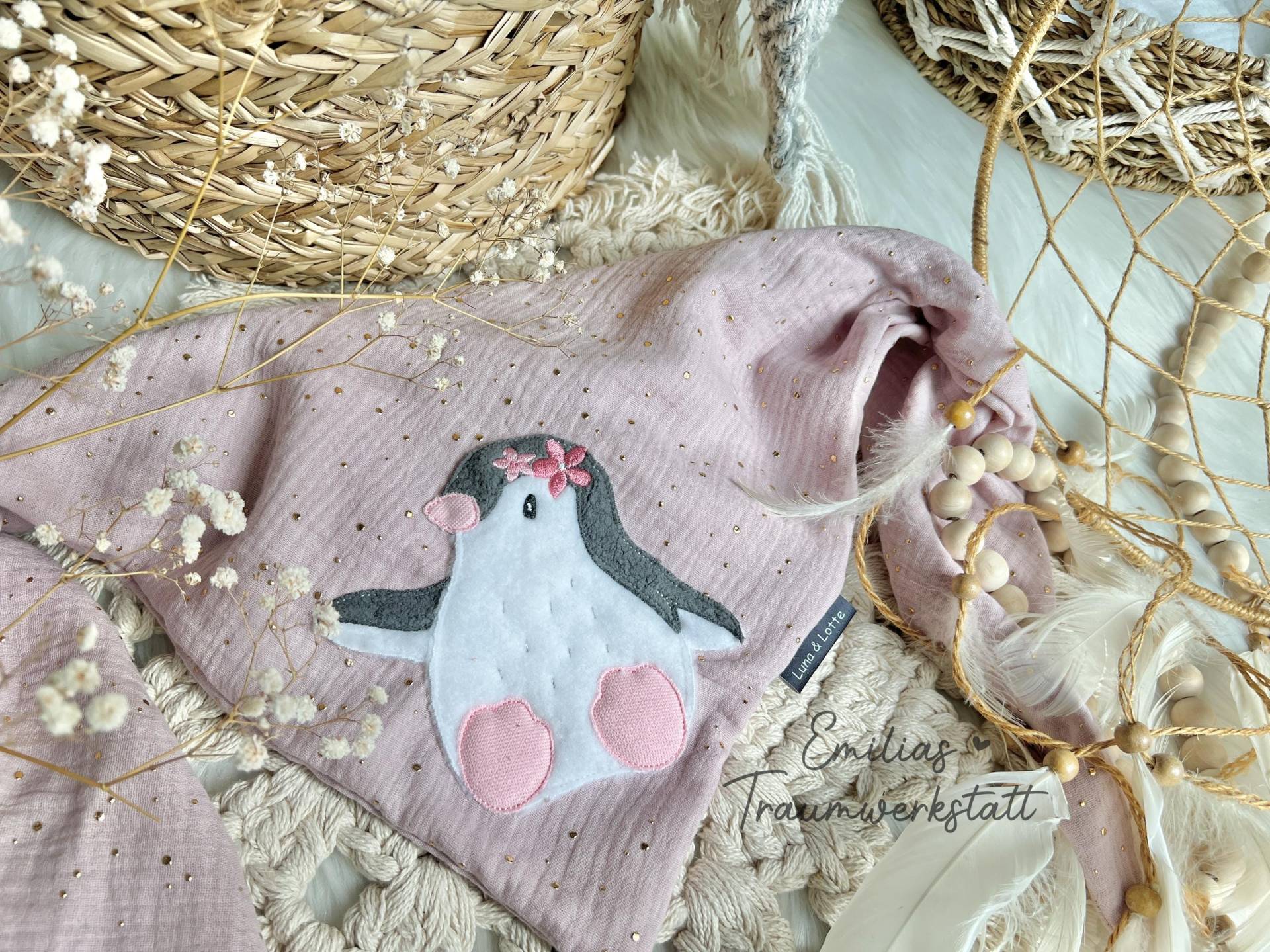 Pinguin Musselintuch Glitzer Musselin Tuch Halstuch von EmiliasTraumwerkstat