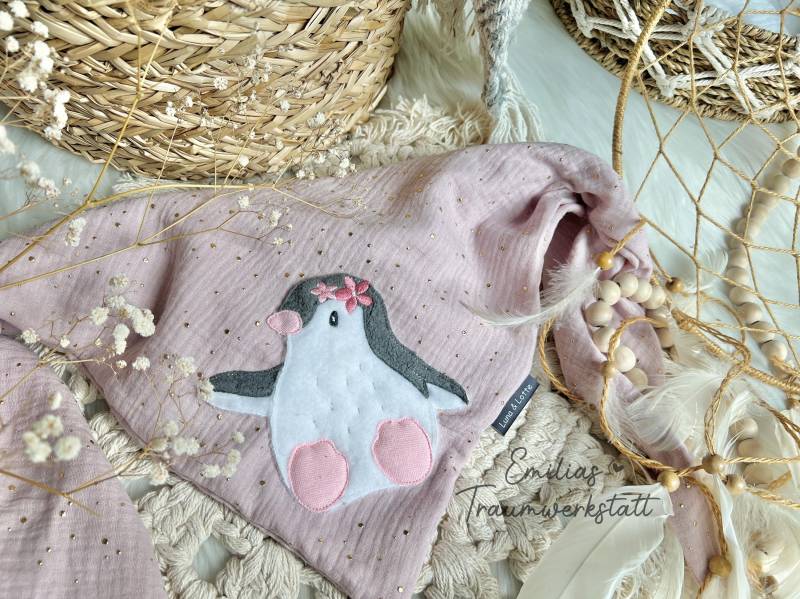 Pinguin Musselintuch Glitzer Musselin Tuch Halstuch von EmiliasTraumwerkstat