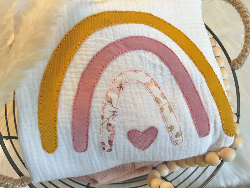 Regenbogen Musselin Tunika Einschulung Schule Schultüte Outfit Weiße Langarm Oder Kurzarm Rainbow von EmiliasTraumwerkstat