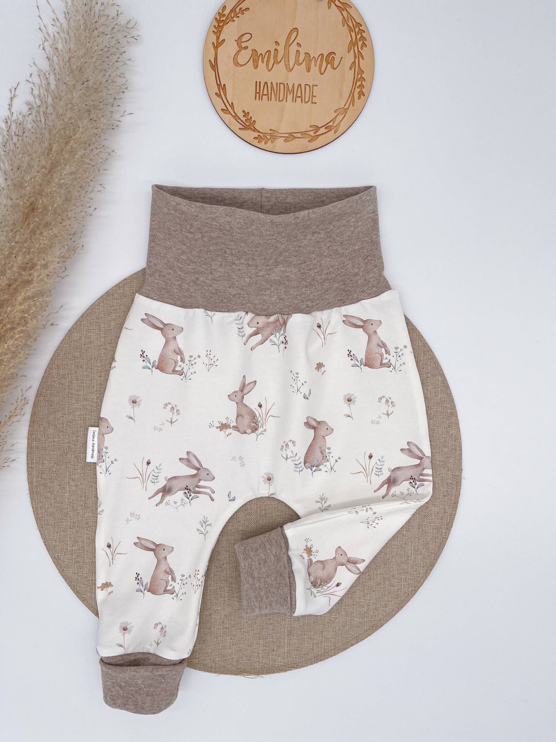 Baggypants Baby Pumphose Kleinkind Hase Hässchen Ostern Babyhose Beige Meliert von EmilimaHandmade