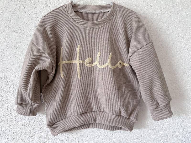 Hello Oversize Sweater Rib Jersey Beige Meliert Gr.86 Einzelstück von EmilimaHandmade