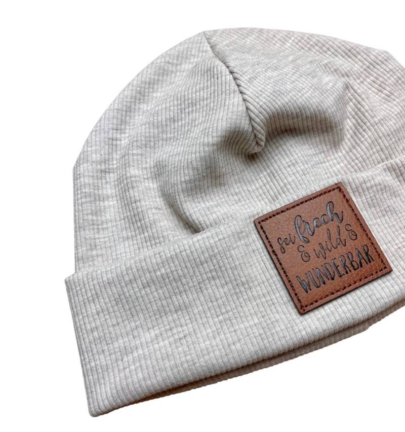 Hipster Beanie Beaniemütze Beige Meliert Hell Patch Rib Jersey Rippenjersey Kind Erwachsene von EmilimaHandmade