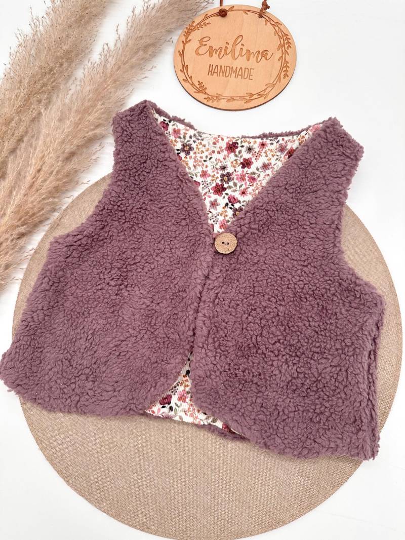 Teddyfleece Fellweste Baby Kind Beere Herbst Winter von EmilimaHandmade
