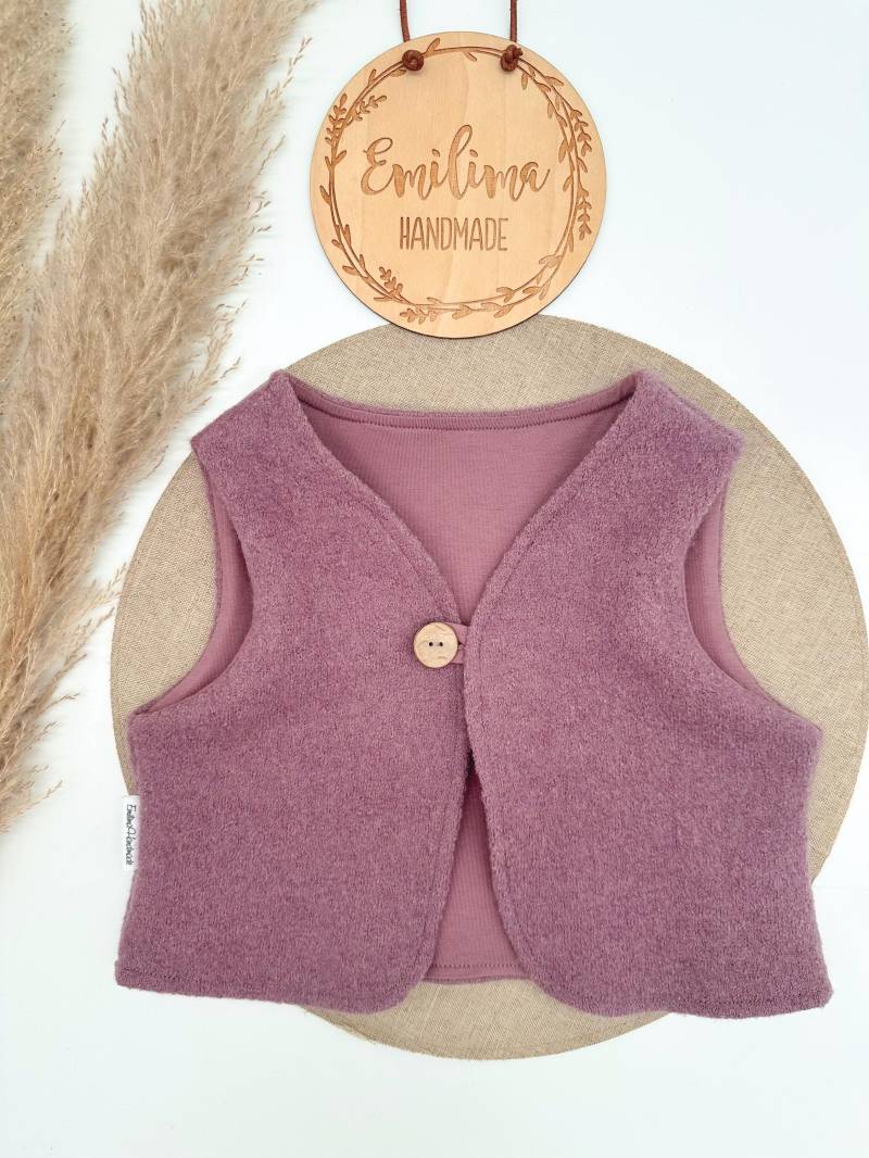 Walkweste Walkloden Babyweste Baby Kind Mauve Herbst von EmilimaHandmade