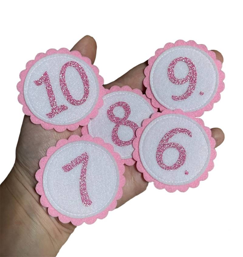 Zahlen-Buttons 3 Runde Mit Glitzer Für Eine Geburtstagskrone Oder Ein Quietbook von EmilisaKreativ