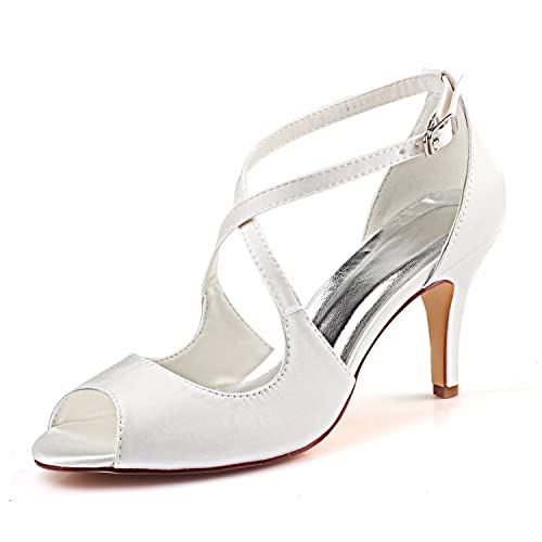 Emily Bridal Hochzeitsschuhe Cross High Heel Sandaletten (EU39, Elfenbein) von Emily Bridal