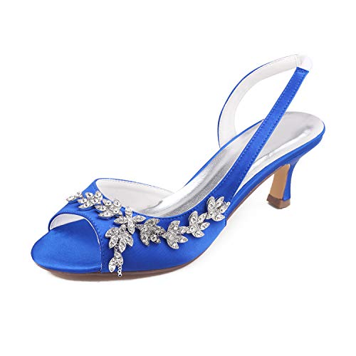 Emily Bridal Hochzeitsschuhe Peep Toe Perlen Strass Brautschuhe Damen High Heels (EU40, Blau) von Emily Bridal