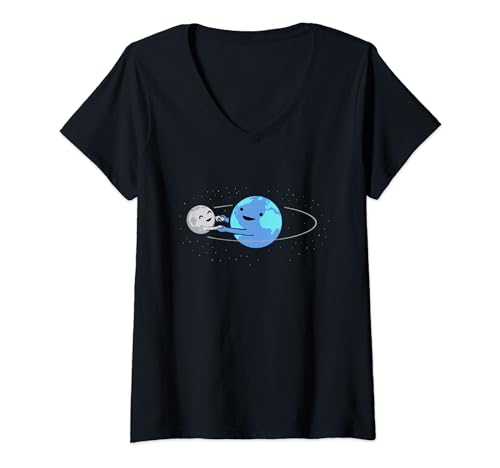 Damen Ich liebe es in deiner Nähe zu sein | Earth And Moon T-Shirt mit V-Ausschnitt von Emily Community Store!