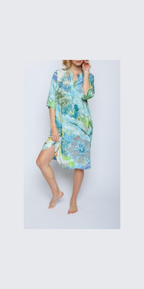 Emily Van Den Bergh Blusenkleid Kleid EMILY VAN DEN BERGH aqua floral von Emily Van Den Bergh