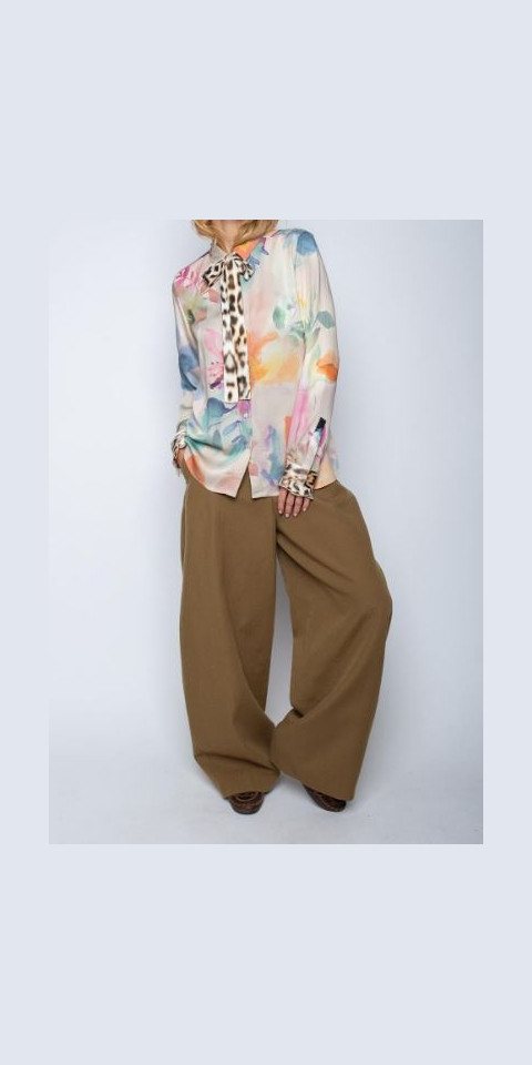Emily Van Den Bergh Hemdbluse Bluse EMILY VAN DEN BERGH multi-aquarell-Blume Emily Van Den Bergh Hemdbluse Bluse EMILY VAN DEN BERGH multi-aquarell-Blume von Emily Van Den Bergh