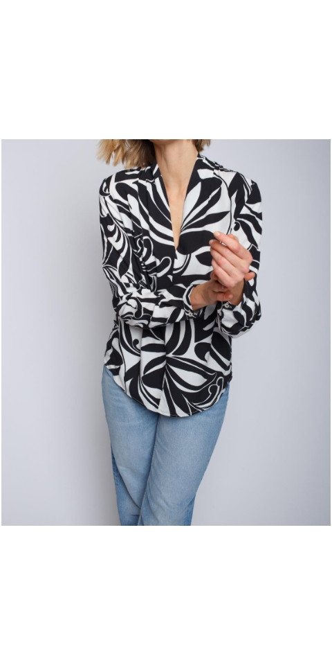 Emily Van Den Bergh Hemdbluse Bluse EMILY VAN DEN BERGH schwarz/weiß von Emily Van Den Bergh