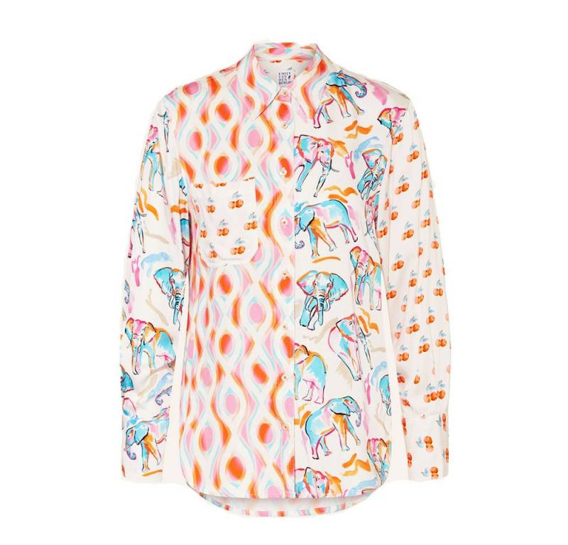 Emily Van Den Bergh Hemdbluse Mustermix aus geometrischem Print, Kirschen und Elefanten von Emily Van Den Bergh
