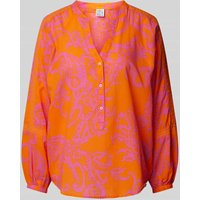 Emily Van den Bergh Bluse mit Allover-Muster und V-Ausschnitt in Orange, Größe 36 von Emily Van den Bergh