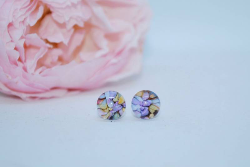 Lila Sand Handgefertigte Lampwork Glas Ohrstecker von EmilyJeanDesign