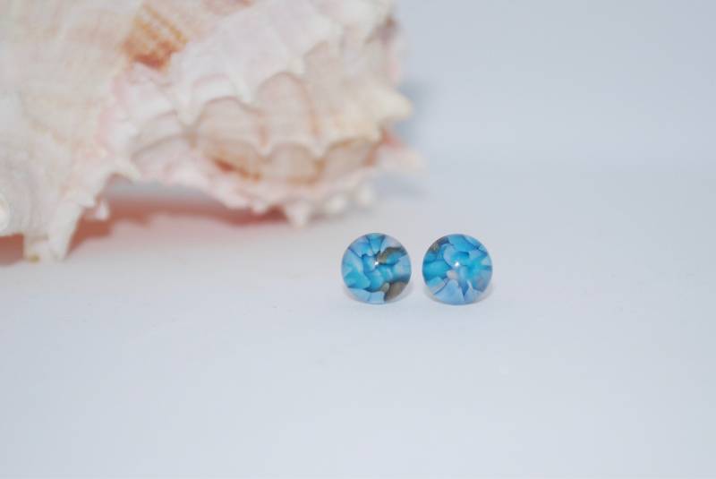 Wassermann Blau Handgemachte Lampwork Glas Ohrstecker von EmilyJeanDesign