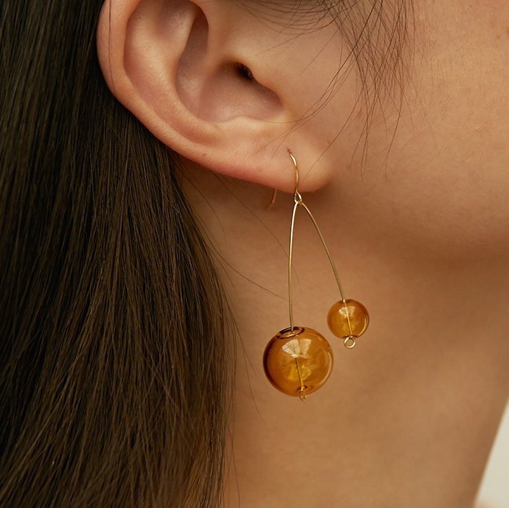 Glas Ohrringe, Ohrringe, Ohrringe Gold, Glasblase, Minimale Geschenk Für Sie Glas Ohrringe, Ohrringe, Ohrringe Gold, Glasblase, Minimale Geschenk Für Sie von EmilyandElena