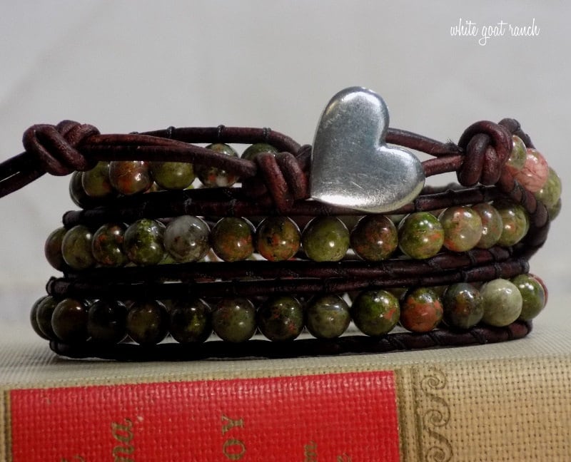 Lederarmband, Unakit, Herzarmband, Zweilagiges Armband, Boho, Auf Alt Getrimmt von Emilyandthedogs