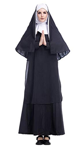 EMIN Damen Nonnen Kostüm Kleid und Kopfbedeckung Damen Nonne Klosterfrau Kostüm Faschingskostüme Cosplay Halloween Party Karneval Fastnacht Kleid für Erwachsene Jesus Christus Missionar Pastor Uniform EMIN Damen Nonnen Kostüm Kleid und Kopfbedeckung Damen Nonne Klosterfrau Kostüm Faschingskostüme Cosplay Halloween Party Karneval Fastnacht Kleid für Erwachsene Jesus Christus Missionar Pastor Uniform von Emin
