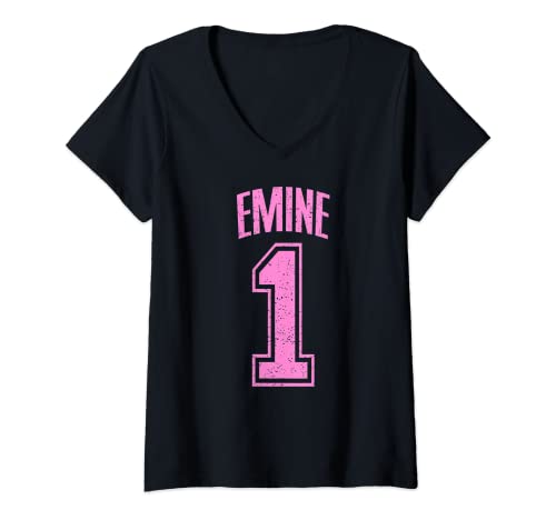 Damen Emine Supporter Number 1 Größter Fan T-Shirt mit V-Ausschnitt von Emine Support Kleidung & Geschenke für Fans