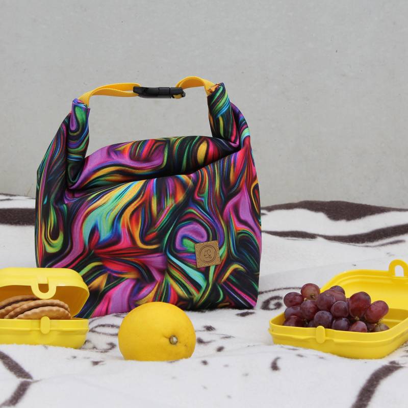 Lunch Bag Modern Abstrakt - Isolierte Brottasche Wiederverwendbar Thermotasche Für Büro, Schule Oder Unterwegs Handmade von Emishepherd