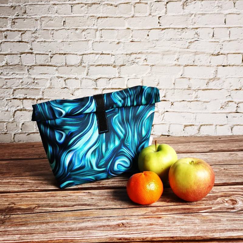 Blue Sandwich Bag - Eco-Friendly Food Safe Lunch For Kids Zero Waste Back To School Gift Reusable Fabric Snack Pouch von Emishepherd