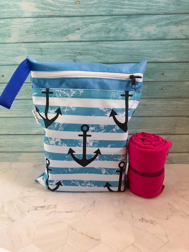 Wet Bag With Anchor Pattern, Daycare Waterproof, Swimsuit von Emishepherd