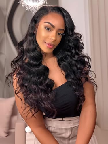 Emistar Lockige Perücke mit V-Ausschnitt, synthetisches Haar, weich wie menschliches Haar, mit Wasserwelle, zum Tragen und Tragen ohne Klebstoff für schwarze Frauen von Emistar