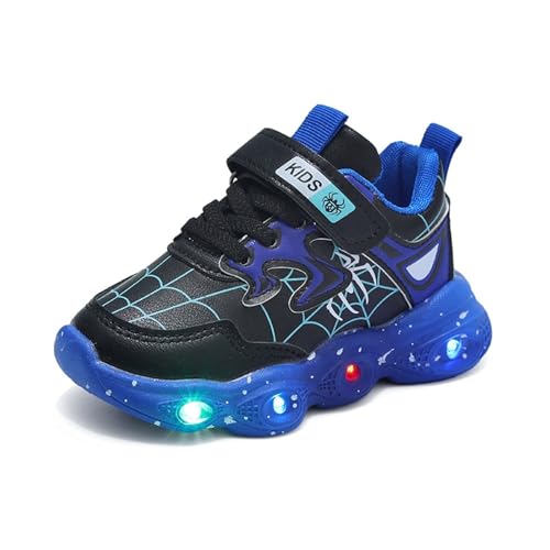 Blinkende Turnschuhe, Kinderschuhe mit Licht von 1 bis 7 Jahre, Karikatur LED Schuhe Kinder, Leuchtschuhe Jungen und Mädchen 21-30 EU mit Klettverschluss(Blau,23 EU) von Emisünde
