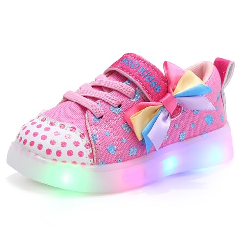 Emisünde Frühlings und Herbst Sneaker for Kinder, Sportschuhe, Segeltuchschuhe, LED-Leuchtschuhe for Unisex im Alter von 1–6 Jahren, Trainings-Freizeitschuhe for Mädchen(Rosa,26 EU) von Emisünde
