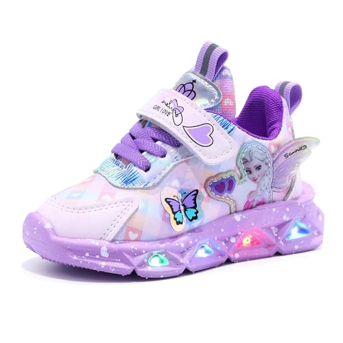 Kinder LED Schuhe, ELSA Sneaker mit Blinklicht, Beleuchtete Sportschuhe for Mädchen, Lässige Laufschuhe for den Außenbereich und die Halle im Frühling und Herbst for Weihnachten, Partys, Geburtstage(L von Emisünde