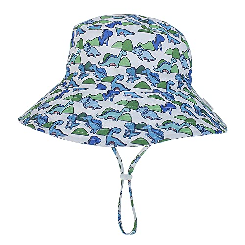 Emlivi Unisex Baby Sonnenhut Kleinkinder Kappe Mütze Fischerhut Strandhut Kinder Stern Hüte Für Mädchen Jungen Sommerhut UV Schutz UPF 50+, (Dinosaurier 3-12 Monate) von Emlivi